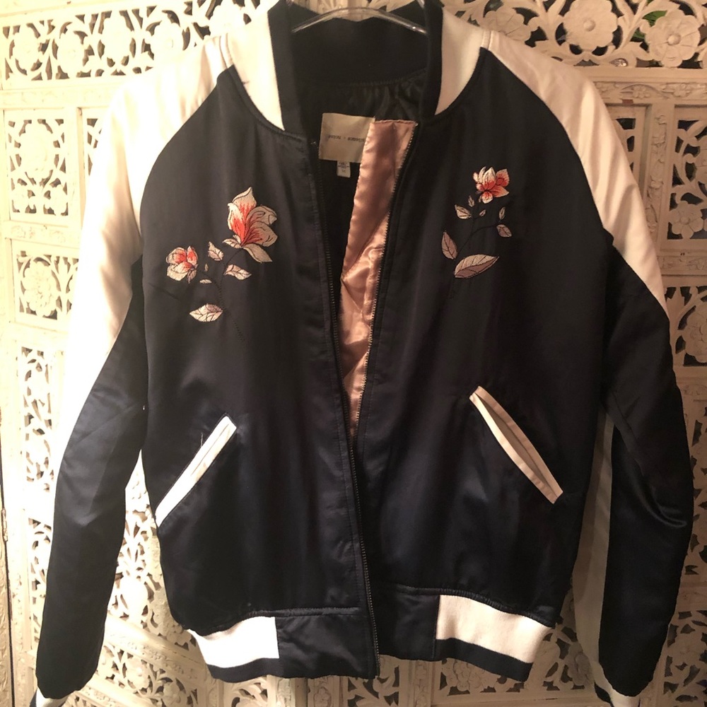 Women’s satin floral bomber jacket, Urban Outfitters, size M